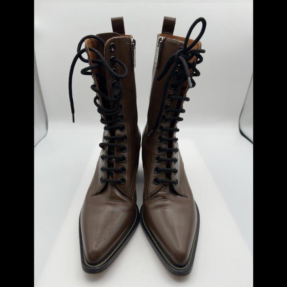 Chloe Rylee Patent Leather Heel Boots Brown Size 41 EU, 11 US - Picture 3 of 9